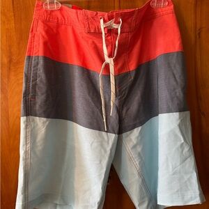 Stylish Red and Gray Men's Swim Board Shorts